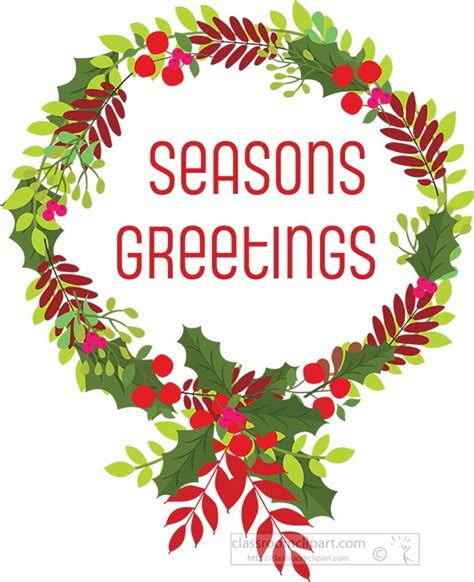 Christmas Clipart Clipart Seasons Greetings Wreath With Plants