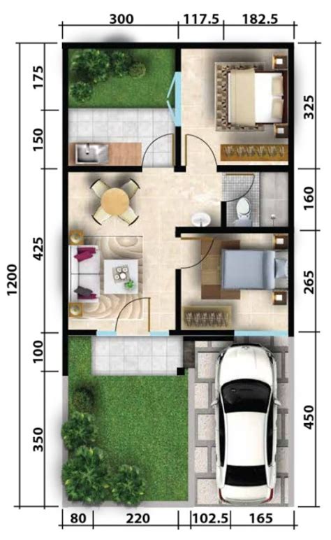 46 Denah Rumah 2 Kamar Minimalis Rumah Desain 2023