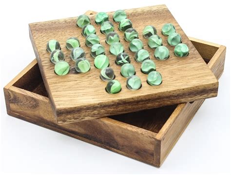 Solitaire Marble Glass Wooden Brain Teaser Game 152g