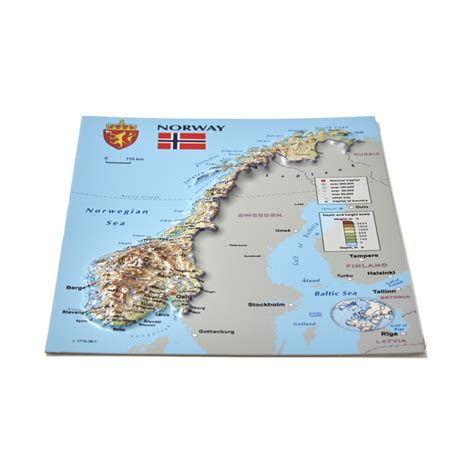 Postcard 3d Raised Relief Map Norway