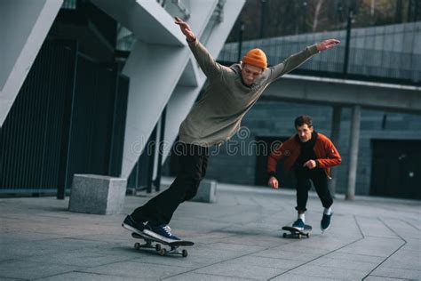 Handsome Young Men Riding Skateboards Stock Photo Image Of Sport