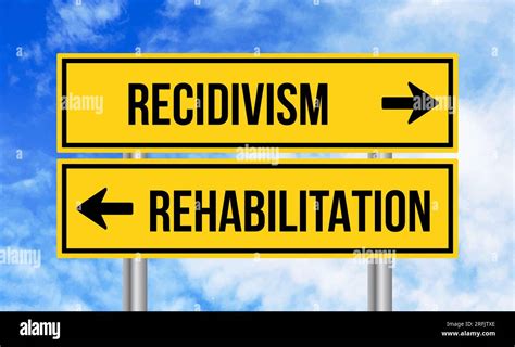 Recidivism or rehabilitation road sign on sky background Stock Photo