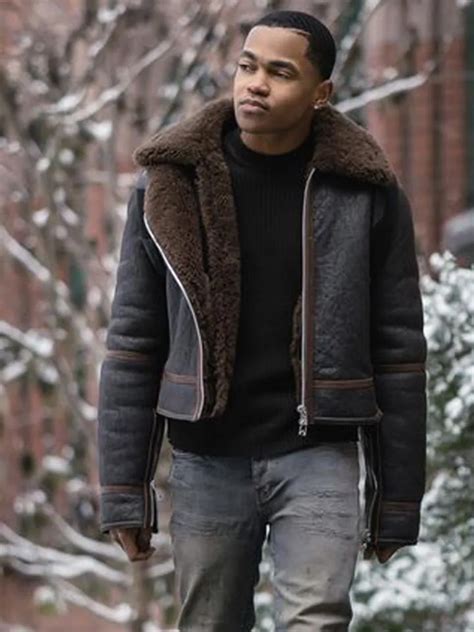 Power Book Ii Ghost S02 Michael Rainey Jr Brown Shearling Leather Jacket