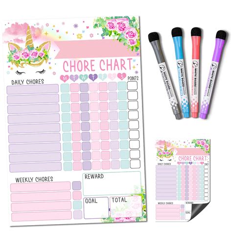 Buy Unicorn Chores Chart For Kids Kids Chore Chart Magnetic With 4