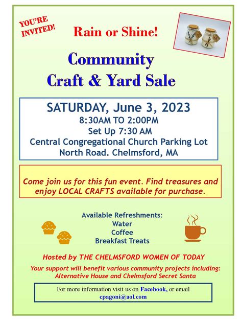 Jun 3 | Chelmsford Women of Today - Community Craft and Yard Sale