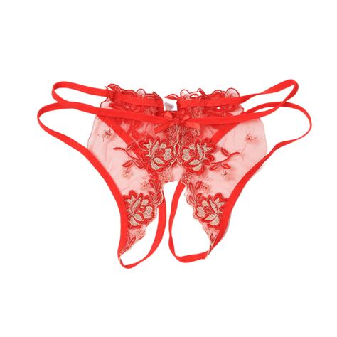 Panties Erotic Embroidery Panties Thong Elasticity Fashion Open Crotch Lingerie Sexy Hot