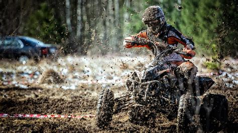 Hd Wallpaper Black And Gray Atv Quad Mud Nature Water Competition