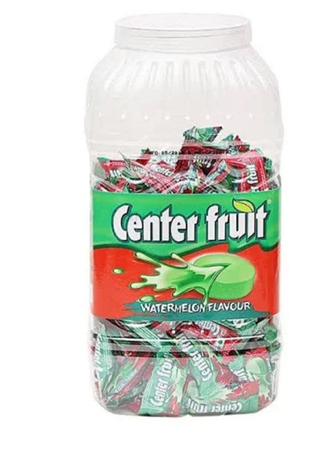 Watermelon Green Center Fruit Chewing Gum Packaging Type Plastic Jar