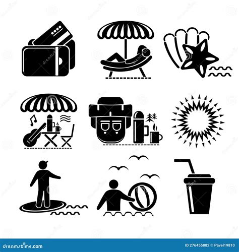 A Set Of Vector Icons For Tourism And Recreation Stock Vector