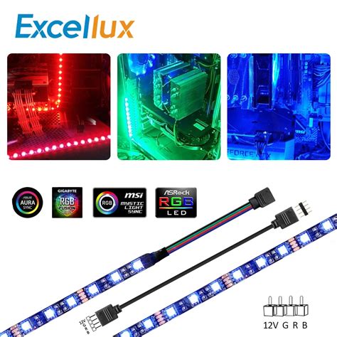 Led Tape Pc Cabinet Computer Case Excellux Led Strip 12v Rgb