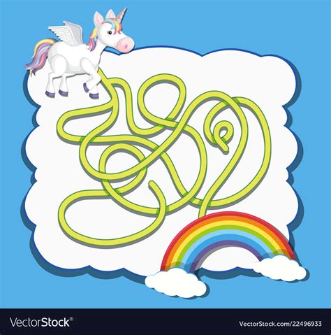 Unicorn on maze game template Royalty Free Vector Image