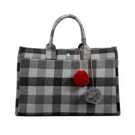 East West Bag Grey Flannel Plaid Quilted Koala