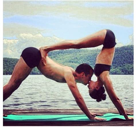 Adorable Yoga Couple Partner Yoga Vinyasa Yoga Partner Yoga Poses