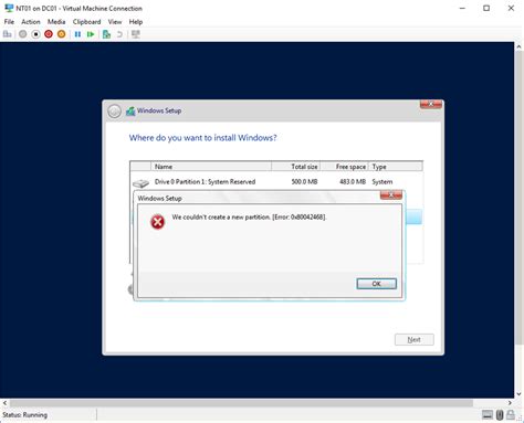 Error When Installing Windows Server 2016 We Couldnt Create A New