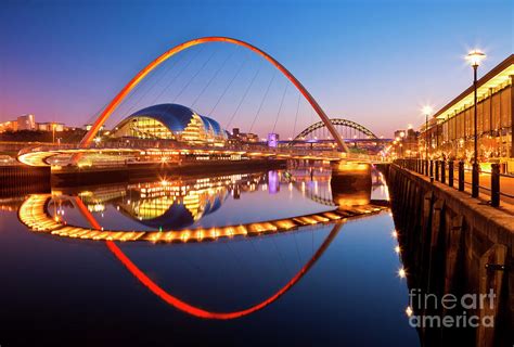 Newcastle Upon Tyne Skyline And Millennium Bridge England Photograph