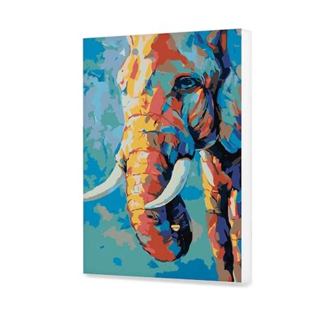 Elephant Paint By Number Kit For Adults Animals Diy Painting Etsy