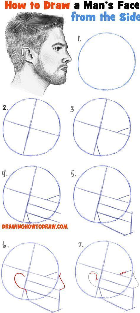 Drawing cartoon faces can be very easy, and in this step by step for beginners, i'm going to give you some basic pointers on how to draw draw a mouth by adding a small, curved line underneath the nose. How to Draw a Face from the Side Profile View (Male / Man ...