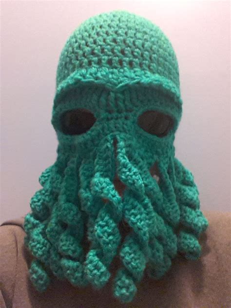 Cthulhu Crochet Octopus Face Mask Where Sun Glasses Under