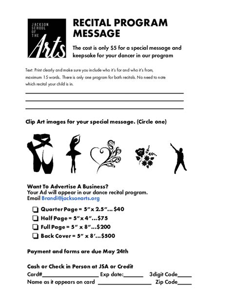 Fillable Online JSA Recital Message Form Fax Email Print PdfFiller