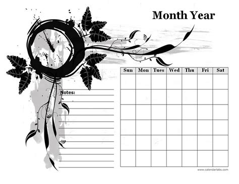 Blank Printable Calendar By Month With Notes Calendar Monthly Blank