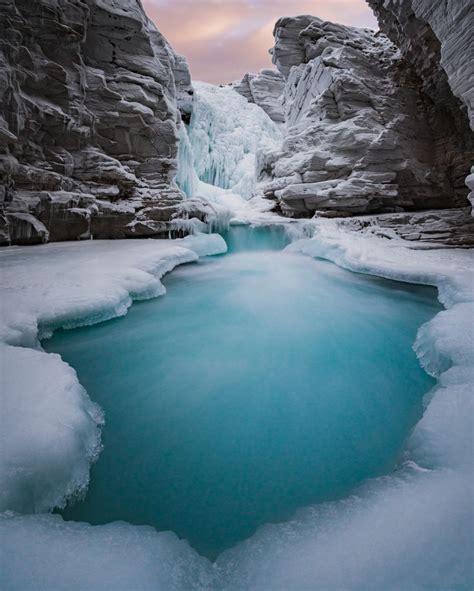 Athabasca Falls In Jasper National Park Alberta Canada Winter