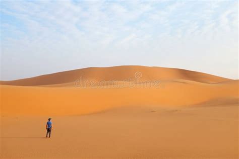 A Man Alone In A Vast Desert Landscape Stock Photo Image Of Mountain