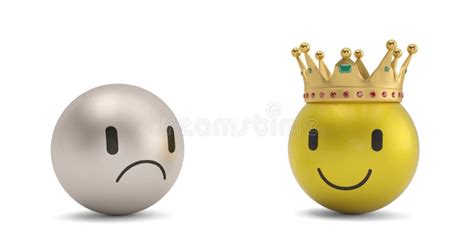 Big Emoticon With Golden Crown Isolated On White Background 3d