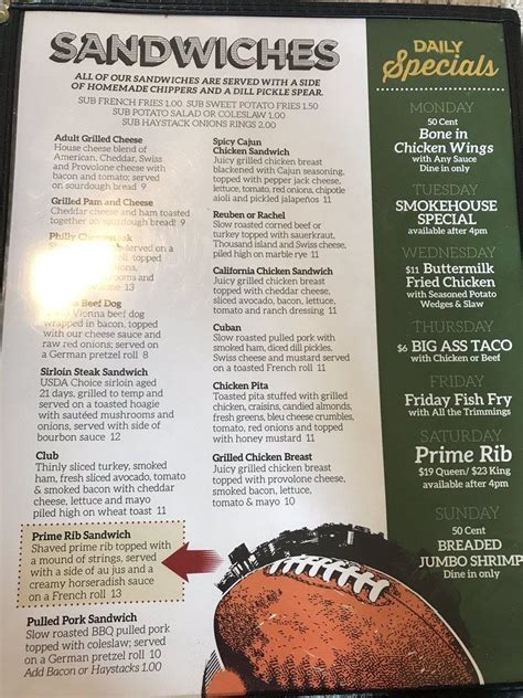 menu at rumors sports bar and grill sussex
