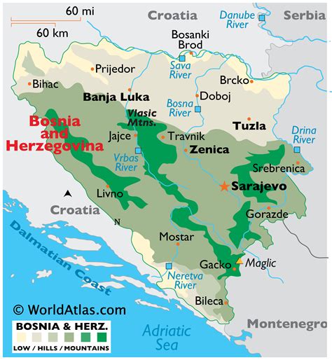 Bosnia And Herzegovina Map Geography Of Bosnia And Herzegovina Map