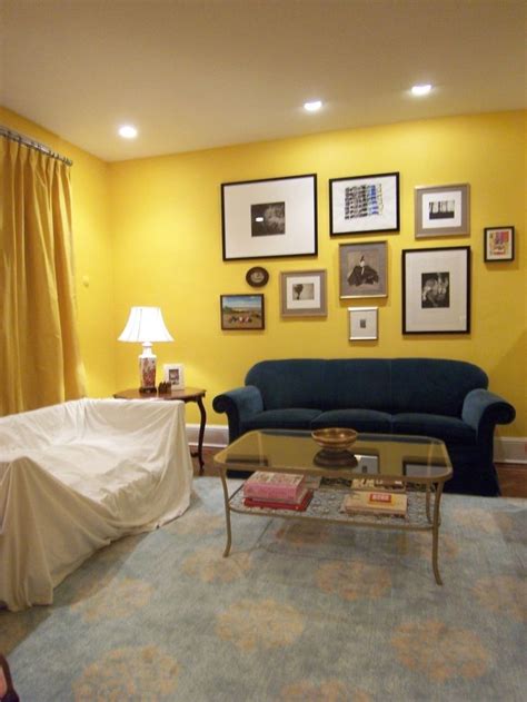 Yellow Walls Blue Couch Yellow Walls Living Room Yellow Living Room