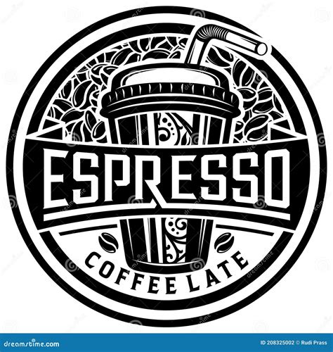 Espresso Coffee Late Sign Logotype Stock Vector Illustration Of