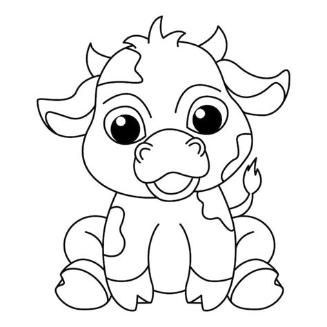 Ilustração em vetor de vaca isolada no fundo branco para crianças livro de colorir Vetor Premium