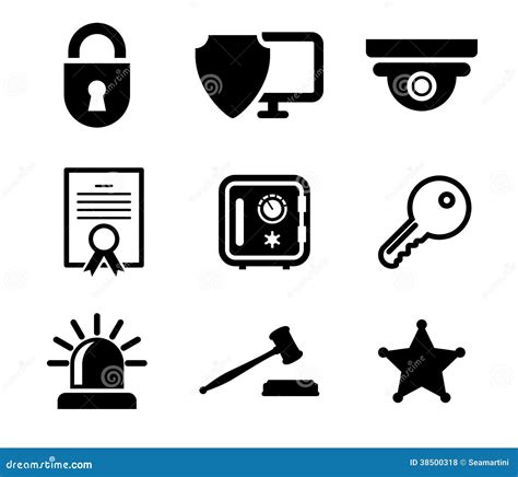 Safety And Security Icons Set Stock Vector Illustration Of Pictogram