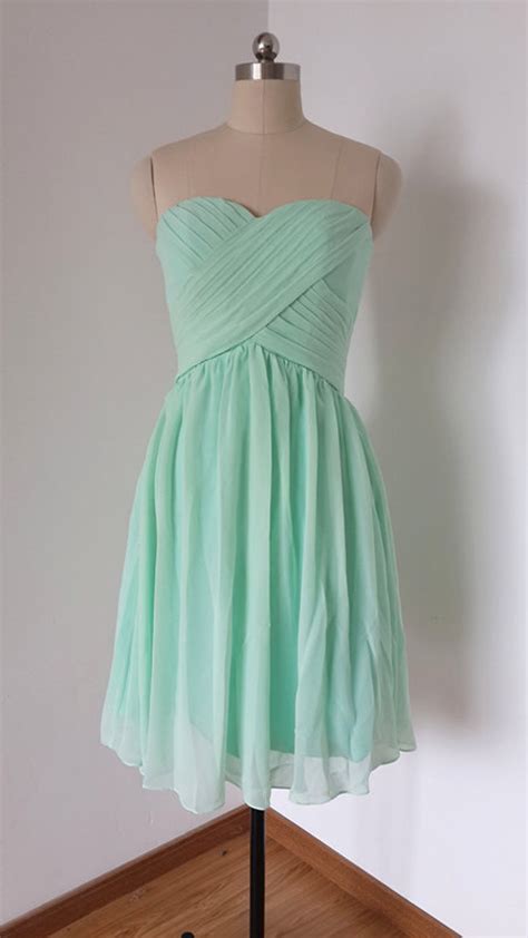 2015 Sweetheart Mint Chiffon Short Bridesmaid Dress Etsy