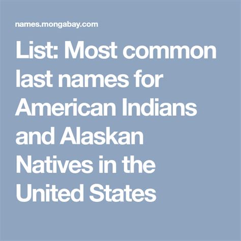 Most Common Last Names For American Indians And Alaskan Natives In The
