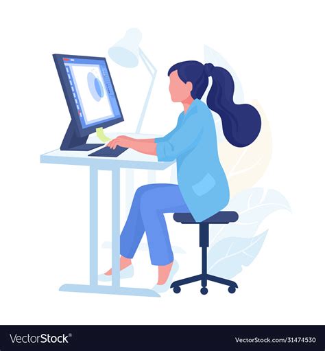Person Working From Home Cartoon Character Vector Image
