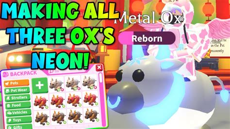 Making All 3 Oxs Neon In Roblox Adopt Me Metal Lunar Normal Ox