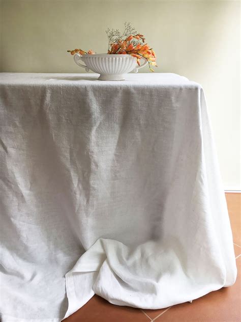 White Linen Table Cloth Pure White Linen Tablecloth Rectangle