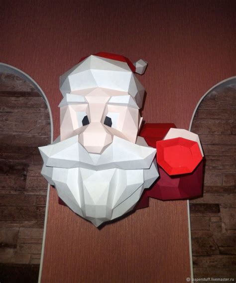 Santa Papercraft Polygon Figure 3d Paper Puzzle Trophy Santa Claus