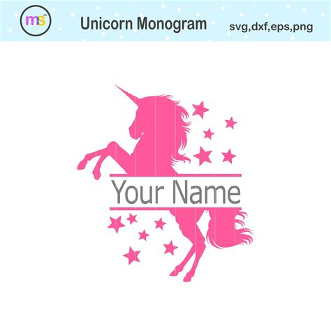 Unicorn Monogram Svg Unicorn Svg Unicorn Monogram Unicorn Etsy