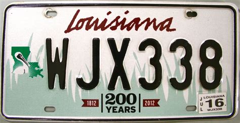 2016 Louisiana License Plate Wjx338