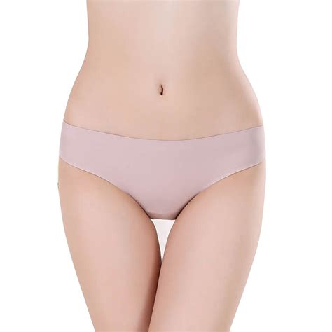 hot women invisible underwear briefs thong ice silk seamless crotch in women s panties from