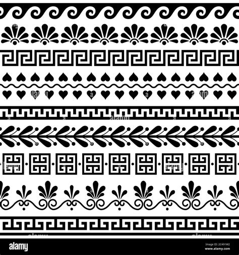 Greek Seamless Vector Pattern Set Ancient Floral And Geometric