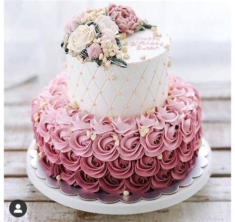 Birthday cakes are often layer cakes with frosting served with small lit candles on top representing the celebrant's age. Pin by Affiee on → Cakes | Elegant birthday cakes, 16 ...