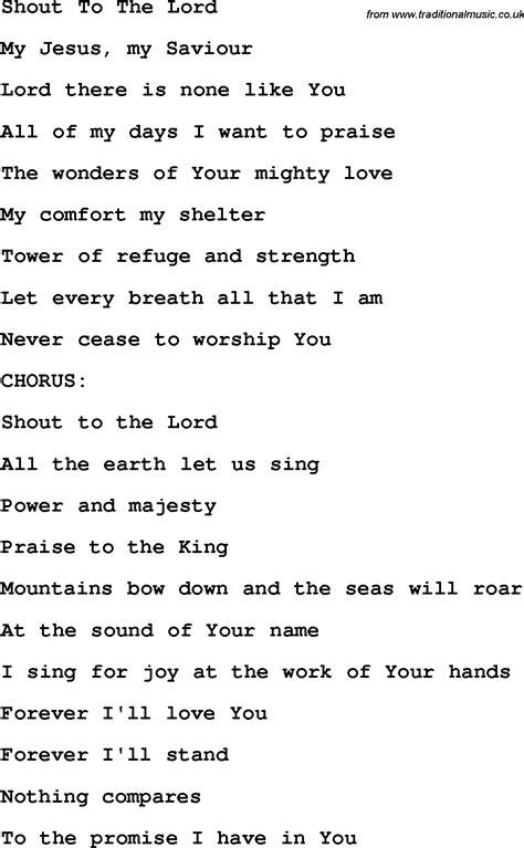 Country Southern And Bluegrass Gospel Song Shout To The Lord Lyrics