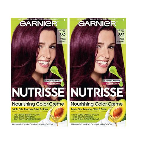 Buy Garnier Nutrisse Nourishing Permanent Hair Color Cream 362 Darkest Berry Burgundy 2 Count
