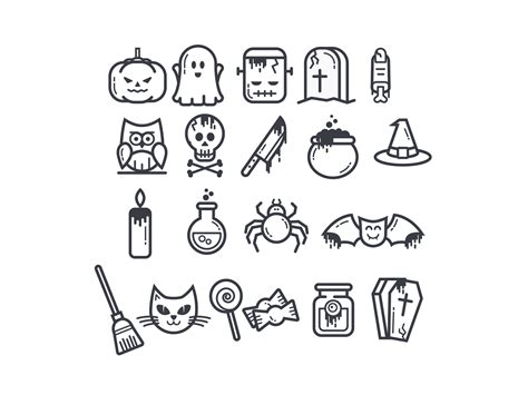 Outline Halloween Icon Set By Davin Vector On Dribbble