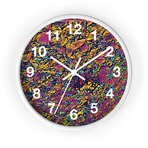 Colorful Wall Clock Designed By Nature And Leaves Etsy Colorful
