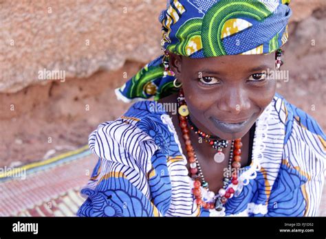 Portait Of Beautiful Fulani Girl In Gorom Gorom Burkina Faso Stock
