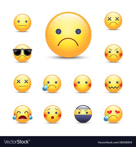 Sad Sorry Cartoon Emoji Face Set Unhappy Vector Image